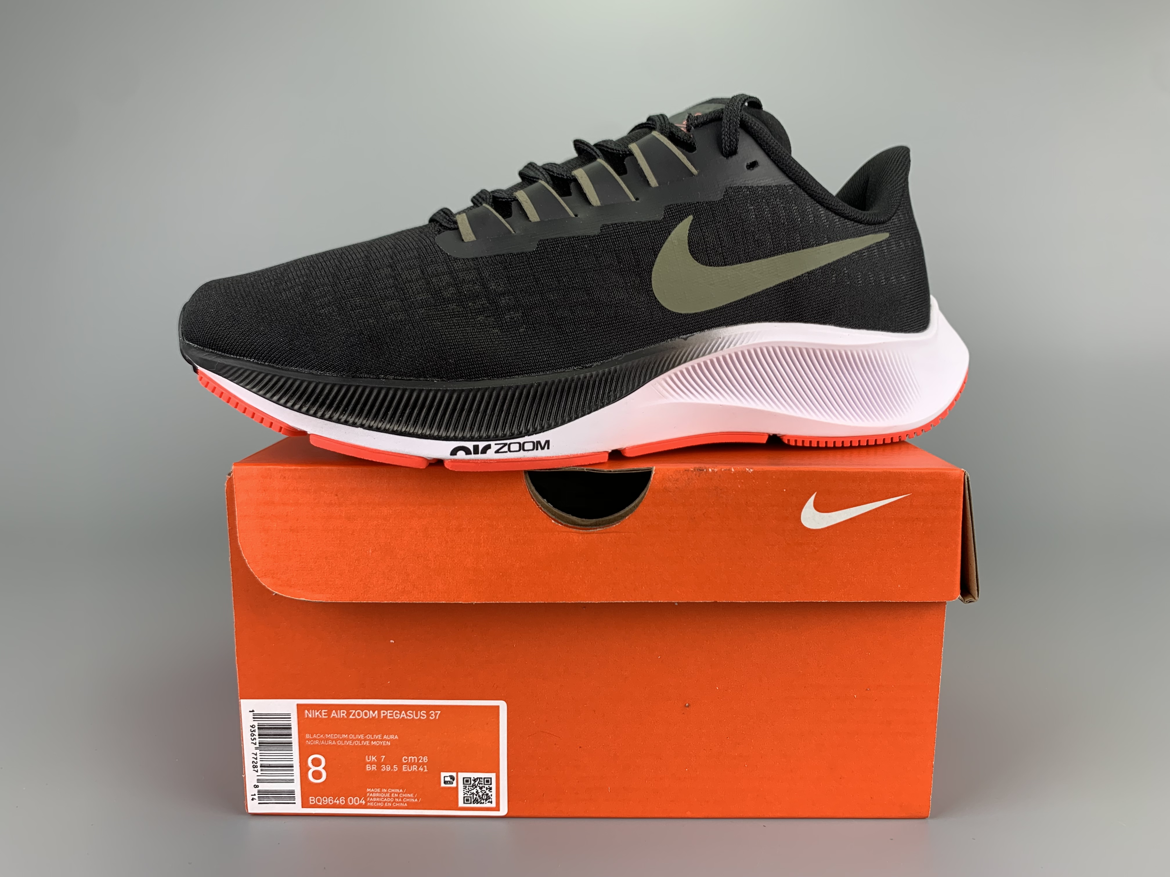 Nike Zoom Pegasus 37 Black Grey White Shoes